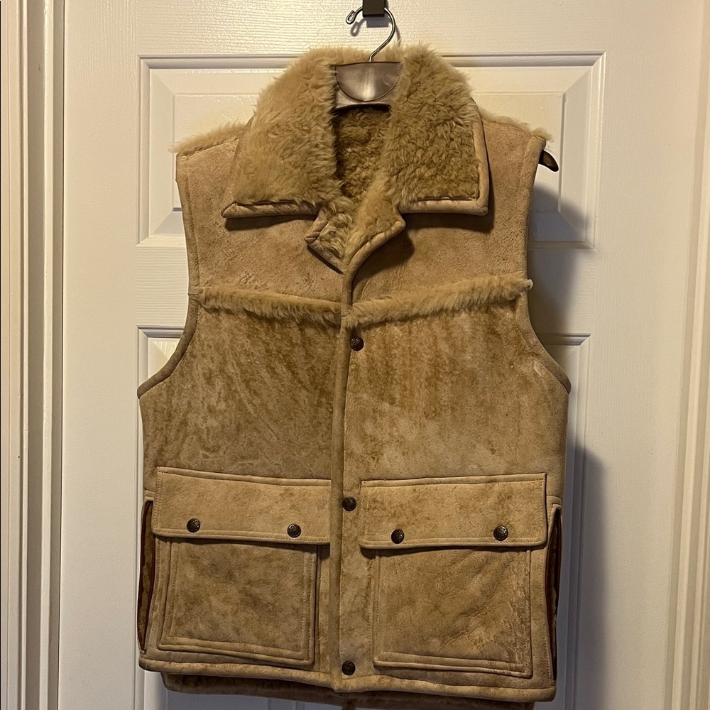 Men's Shearling Vest in Tan